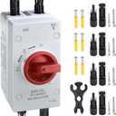 Solar Disconnect Switch DC1500V 32Amp 4-Pole 1-in 1-Out Solar Isolator Switch Solar Panels Disconnect with Waterproof IP66 Enclosure for Rooftop Solar Systems, RVs and Boat