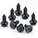 8PCS Premium Stainless Steel License Plate Screws, Rust-Proof & Anti-Rattle License Plate Bolts(Black) (Black-8PCS)