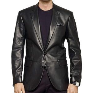 Isaac & David Chicago Lambskin Genuine Casual Wear Leather Blazer Sport Coat with Classic Button Closure for Men Black (as1, alpha, 4x_l, regular, regular, Black)