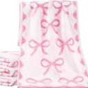 Pack of 4 Bow Hand Towels for Bathroom 13 x 29'' Soft 100% Cotton Coquette Face Towel Kitchen Decor Absorbent Facecloth Preppy Bathroom Decor Bridal Shower Wedding Gift (Pink,Cute Style)