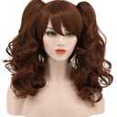 karlery Adult Women's Long Ponytail Brown Wig Lolita Clip In Thick Claw Drawstring Halloween Costume Pigtail Wig Anime Cosplay Wig