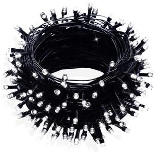 FULLBELL Black and White Christmas Decorations, Black Christmas Lights 33ft 100 LED with Memory Function, 8 Modes Gothic String Lights for Tree, Goth Home, Indoor Outdoor