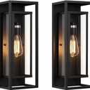 2Pack 18inch Outdoor Wall Light Fixtures, Exterior Waterproof Modern Matte Black Wall Lamps with Glass Shades,E26 Sockets Porch Light for Front Door Patio Entryway