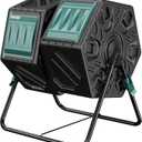 EAST OAK Dual Chamber Outdoor Compost Tumbler, 2  18.5 Gallon Compost Bin, Rotating Composter with Aeration and Locking System for Garden, Kitchen, Yard (37 Gal)
