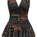 Verdusa Women's Western Dress Ruffle Halter Mini Dresses Embroidery Country Concert Outfits Cowgirl (S)