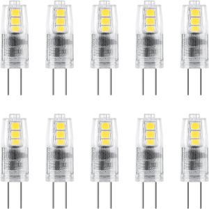 G4 LED Bulb 12V AC/DC, 1.5W(20W Equivalent), JC Bi-Pin Landscape Light Bulbs, Non-Dimmable, Daylight White 6000K, 10-Pack