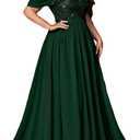 Women's Sequin Plus Size Wedding Guest Bridesmaid Dresses Maxi Gown for Formal Prom Cocktail Party Evening Events (Green, XXL)