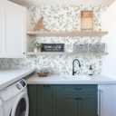 Orainege Vintage Floral Wallpaper Peel and Stick Wallpaper 16.9in118.1in Green and White Floral Contact Paper Flowers Birds Self Adhesive Decorative Wall Paper for Bathroom Bedroom Cabinets Removable
