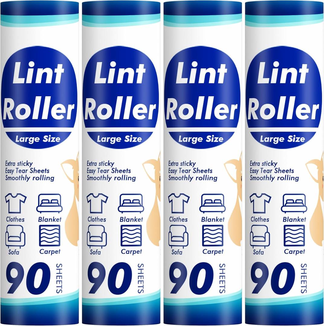 360 Sheets Sticky Lint Rollers Refills for 9.45'' Width Large Lint Roller, Floor Lint Roller Refills