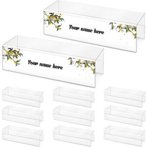 10 Pieces Cubicle Name Plate Holders fits 2.25 Inch Wall Cubicle Name Tags Clear Cubicle Name Plate Sign Bulk Nameplates for Office Home Classroom Library 8.5 x 2.5 x 2.4 Inch