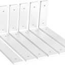 Heavy Duty Shelf Brackets, 6 Pack 10 Inch White L Metal Shelving Brackets, 5mm Thick Rustic Shelf Support Bracket for DIY Open Shelving ( L 10" x H 6" x W1.5)