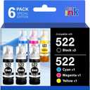 522 Ink Refill Bottles High Capacity (6 Bottles) ET-2800 ET-2400 ET-4800 Replacements for Epson 522 Ink Compatible for Epson Ecotank ET-2800 ET-2400 ET-2803 ET-2720 ET-4700 ET-4810 ET-4800 Printer Ink
