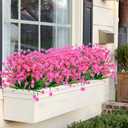 20 Bundles Outdoor Artificial Fake Flowers UV Resistant Shrubs Plants, Faux Plastic Greenery for Indoor Outside Hanging Plants Garden Porch Window Box Home Wedding Farmhouse Decor (Pink)