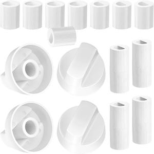 4 Pack Control Knobs with Replacement for 12 Adapters, Stove Knobs Replacements, Upgrade Knobs, Wide Application for for Oven Stove Range (White)
