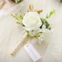 Ling's moment Boutonniere for Men, 6pcs Groom Groomsmen Boutonniere, Artificial Flowers for Wedding Decor/Prom/Homecoming, etc.White Baby Breath Ivory