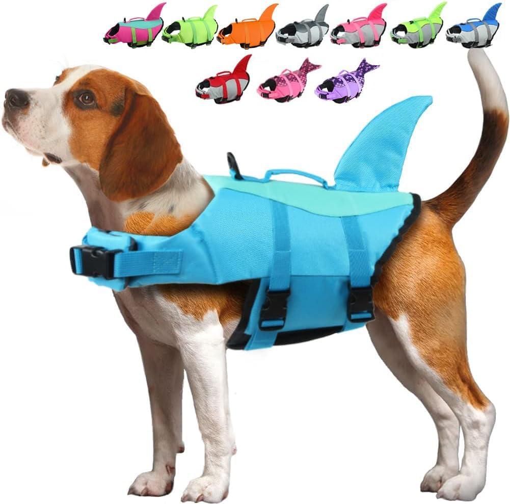 EMUST Dog Life Jacket, Ripstop Dog Lifesaver Vests with Rescue Handle for Small Medium and Large Dogs, Pet Safety Swimsuit Preserver for Swimming Pool Beach Boating (XS,Pool Blue)