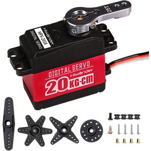 20KG RC Servo High Torque Servo Motors, Waterproof Full Metal Gear Steering Servo for 1/6 1/8 1/10 1/12 RC Car Robot DIY, Digital Servo with 25T Servo Horn, Control Angle 180