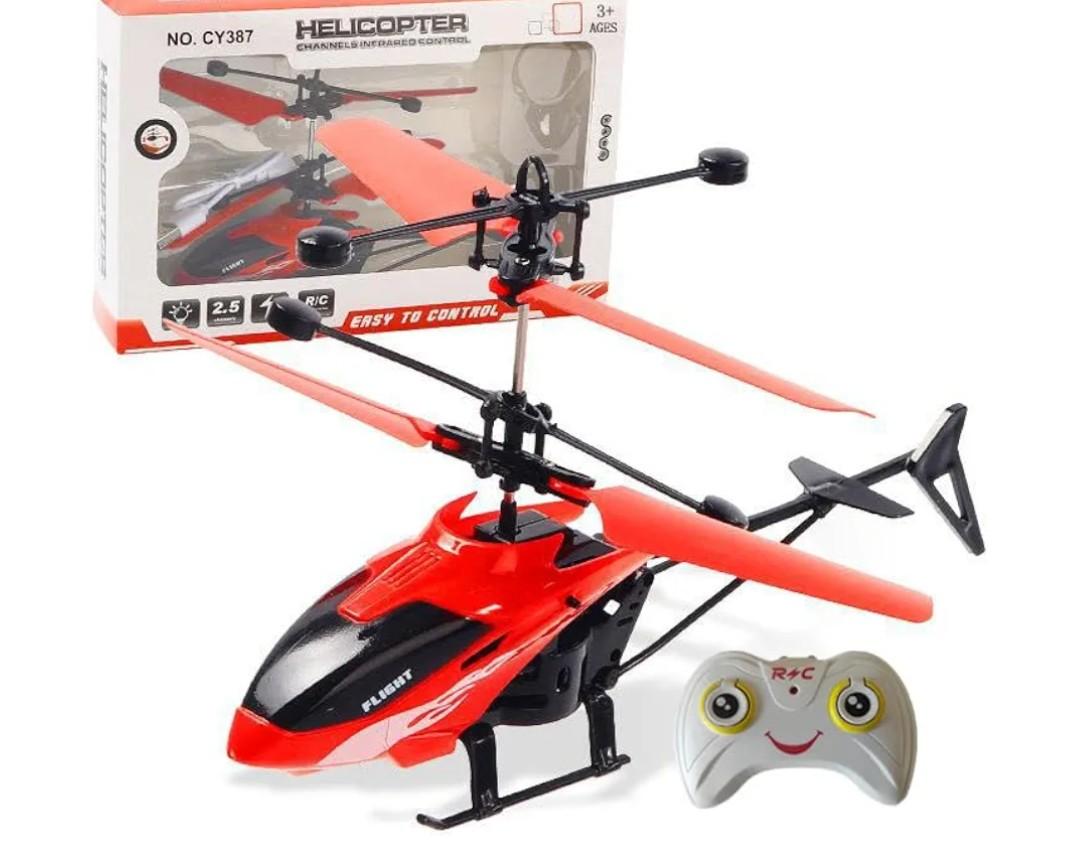 Gesture Sensing Indoor Flying Helicopter Toys, Remote-Controlled Helicopter Children's Toys with LED Lights, Birthday Gifts for Boys and Girls (Red)