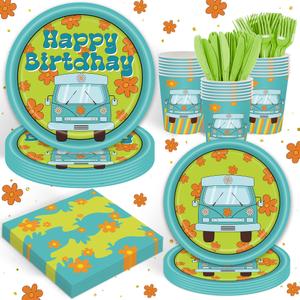 120 PCS Cartoon Dog Party Set Includes Plates Napkins Perfect for Puppy Celebrations Fall Baby Showers Dog Lovers 20 Guests