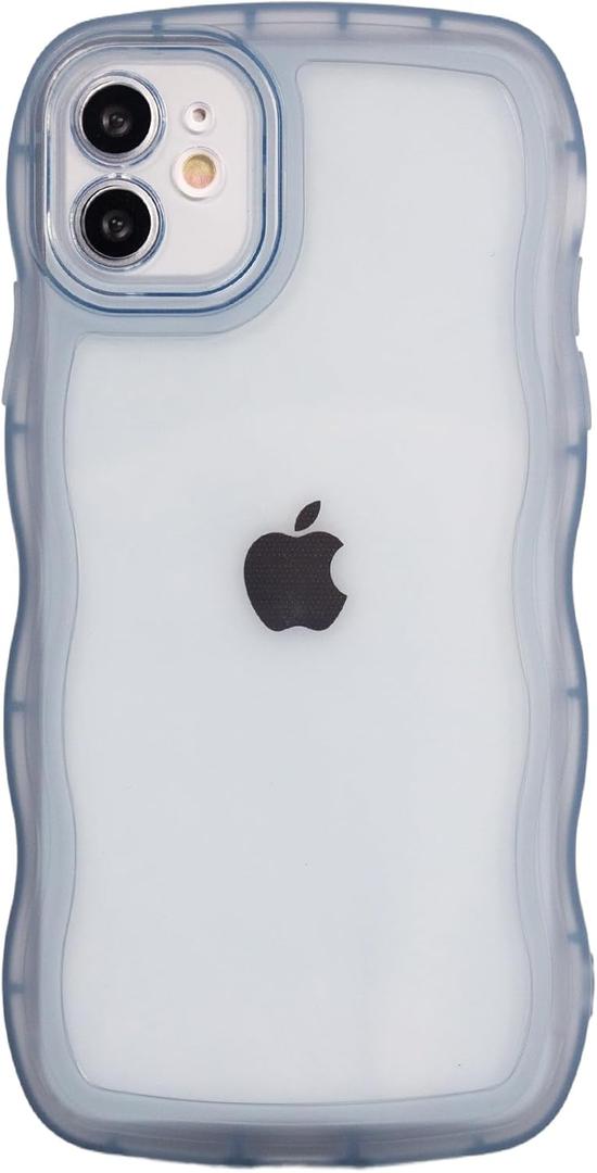 Case for iPhone 11 6.1 Inch,Cute Kawaii Clear Case for Women/Girls,Yellowing-Resistant,Transparent Soft Silicone Thin Slim Full Body Shockproof Protection Phone Cover -Blue