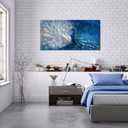 OuElegent Peacock Canvas Wall Art Blue and White Peacock Couple Painting Pictures Elegant Animal Artworks Romantic Kiss Artwork for Living Room Bedroom Wall Decor Ready to Hang 24"x48"