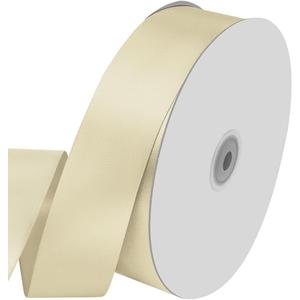 1-1/2" Wide x 100 Yards Single Faced Polyester Ivory Satin Ribbon, Perfect for Wedding, Gift Wrapping, Bow Making & Other Projects (Ivory)