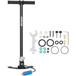 High Pressure Hand Pump 4500Psi/30MPa Air Gun Rifle Filling Stirrup Pump High Pressure Air Pump with Pressure Gauge Oil and Water Separator for Paintball,PCP,Scuba Diving