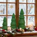 Artmag Set of 3 Christmas Tree Decorations Indoor, Glittering Modern Christmas Tree Decor Tabletop Entryway Table Mantel Centerpiece for Holiday Party (Green)