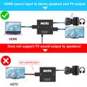 HDMI Audio Extractor Splitter,HDMI to 3.5mm Audio Adapter, 4K*2K@30HZ, 3D, 1080P Compatible for TV, PC, Sound System, Xbox, Switch, PS3, PS4, PS5