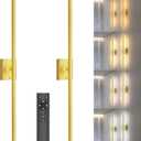 Yurnero Rechargeable Battery Wall Sconces Set of Two - Wireless Operated Modern Remote Dimmable Black & Gold Cordless Wall Light Sconce for Bedroom, Bathroom, Entryway, Decor & Task Lighting (31.5in)