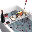 Yieach Luxury Tub Tray for Bathtub Expandable,Clear Bath Shelf Over Tub and Acrylic Bathtub Tray,Plastic Bath Board & Table,Bath Caddy Tray & Accessories for Mothers,Mom and Women Relaxing Spa Gifts (M - (22.3 to 31.8 in)