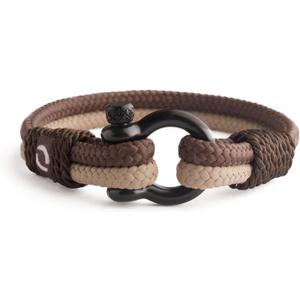 Mens Rope Bracelet - Stainless Steel Black Shackle, Extremely Durable and Scratch Resistant Waterproof Paracord, Handmade, Nautical Wristband for Men (Brown)