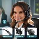 Sarevile Bluetooth Headset with USB Dongle for Computer, Single-Ear Wireless Headset with Noise Cancelling Microphone for Office & Truckers, Bluetooth V5.2 with Mute Button for Work