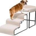 Dog Steps with Beside Pet Bed Set for Bed Window Sofa Dog Window Perch with Stairs for Small Pets Pet Steps and Window Perch with Sturdy Metal Frame and Soft Cushion for Small Dogs (with Pet Bed)