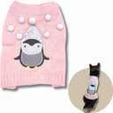 2 x Cute Sweater for Dogs and Cats Soft Flannel Pet Outfit Warm and Cozy Animal Hoodie Small to Large Pet Clothes for Halloween Parties and Everyday Wear (Large, Pink Pinguin)