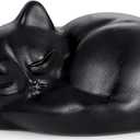 YATOJUZI 2" Cat Decors Statue Black Obsidian Crystals Sleeping Cats Matte Gemstone Hand-Carved Cute Animal Statues Figurine Room Home Office Desk Decor Lucky Reiki Kitten Ornaments Gifts for Women Men