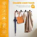 20Pcs Double Hooks For Hanging Heavy Duty Coat Hooks Bulk Double Prong Utility Hook Rustic Black Metal Hooks Wall Mounted for Living Room Bathroom Kitchen Bedroom for Towel Coat Bag Scarf Hat Key Cup