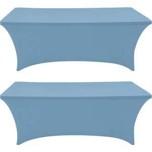 Eurmax USA Rectangular Fitted Spandex Table Covers 4ft Tablecloth Wedding Event Patio Table Decorations Stretch Table Cover for 4ft Folding Table (Sky Blue, 2 Pack)