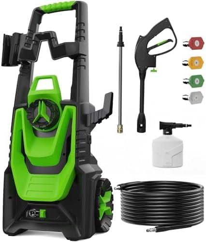 Pressure Washer -3800PSI Power Washer 500ML Foam Canno with Pressure Washers 4 Quick Connect Nozzles for Cars Patios Driveway