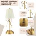 2 Pack Small Gold Bow Table Lamp 12 Inch for Girl's Bedroom Cute Coquette Bow Table Lamp with Fabric Shade Modern Decorative Bedside Light Small Princess Desk Lighting Boho Living Room(White)