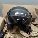 3/4 Motorcycle Helmets Retro Open Face Vespa Scooters Helmet with Clear Visor for Men and Women- DOT Approved (Large, Matte Black)