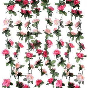 5Pcs 41 FT Artificial Rose Vines Rose Flowers Wall Hanging Flowers Plants Garland Rose Wall Decoration for Home Office Wedding Party Garden(Pink)