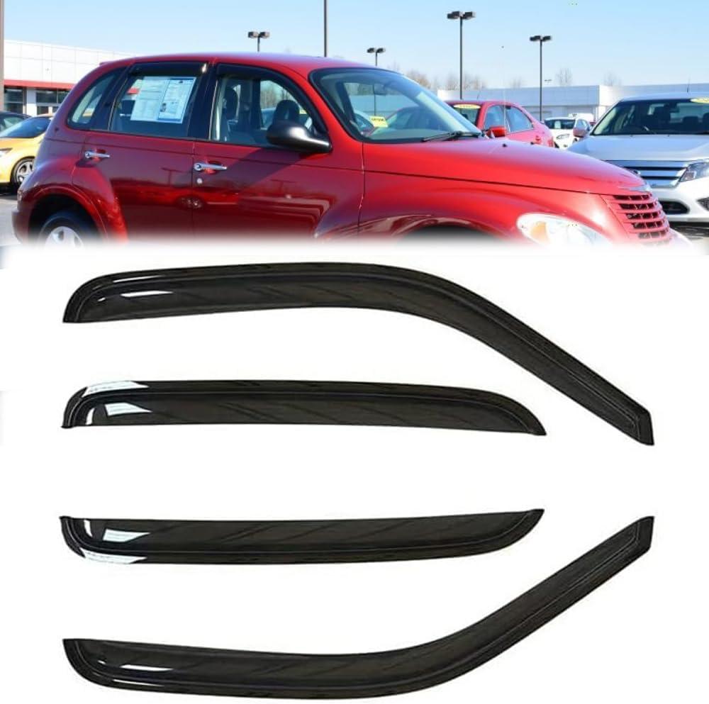 Rainproof Side Window Wind Deflectors for 2001-2010 PT Cruiser, Tape-on Sun Rain Guard Sets,Nice Looking Window Visors for Cars,Vent Deflector for 01-10 PT Cruiser 94511