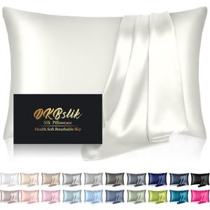 Mulberry Silk Pillow Cases Standard Size, Silk Pillowcase for Hair and Skin, Anti Acne Cooling Sleep Both Sides Natural Silk Satin Pillow Covers with Hidden Zipper, Gifts for Women Men, Ivory (Standard - 2026 Inch)