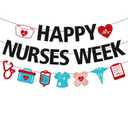 Happy Nurses Week Banner Thank You Nurses We Appreciate You Party Decoration for Doctor Medical Hospital Office Nursing School Graduation Party Supplies (Red and Blue)