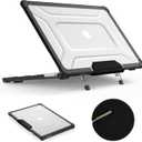 SEYMAC stock Case for MacBook, Shock-Absorbing Protection with Folding Stand &Mouse Pad Case for MacBook Pro 14 inch, HardBlack