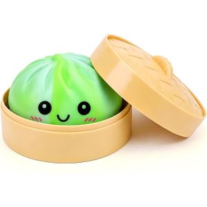 Tie Dye Fruit-Scented Dumpling Squishies, Soft Stretchy Bao Bun Stress Relief Balls, Sensory Fidget Squeeze Toys for Anxiety Relief, Decompression Desk Toys(Green and Blue)