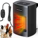 Chicken Coop Heater for Winter with Thermostat, 600W Wall-Mounted Chicken Coop Heaters Inside Coop with Adjustable Temp, Memory Function, 6.5FT Anti Chew Cord, Heat Warmer for Chickens, Ducks, Geese