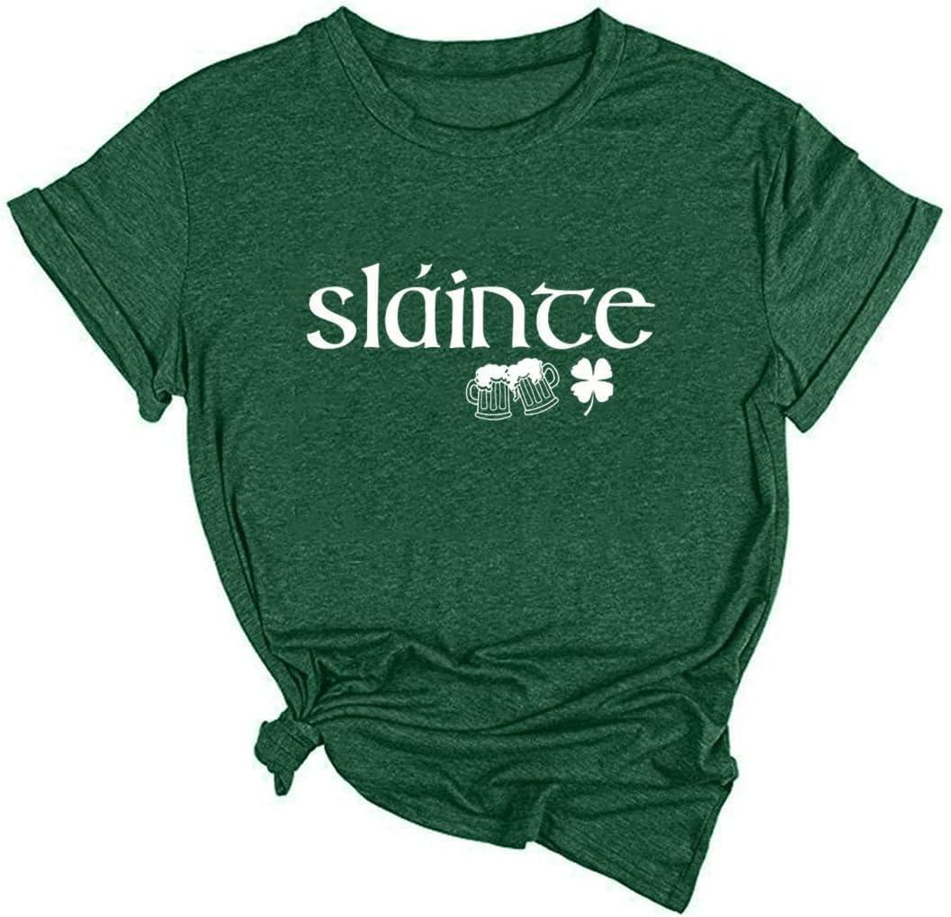 Yimoya St Patricks Day Shirt Women Irish Slainte Shirts Everybody in The Pub T Shirts Lucky Shirts (XX-Large, Green-1)