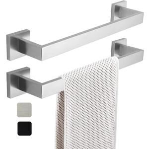 16 Inch Towel Bar 2 Pack for Bathrooms 12/16/24 Inch Stainless Steel 304 Brush Nickel Towel Holder Modern Square Towel Rod Rustproof Wall Mount 2 of Pack (16 inch, Brush Nickel)